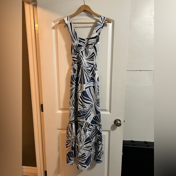 Tuckernuck Blue Palm Alston Dress sz XS Sleeveless sundress Resort Linen-Rayon - Picture 4 of 9